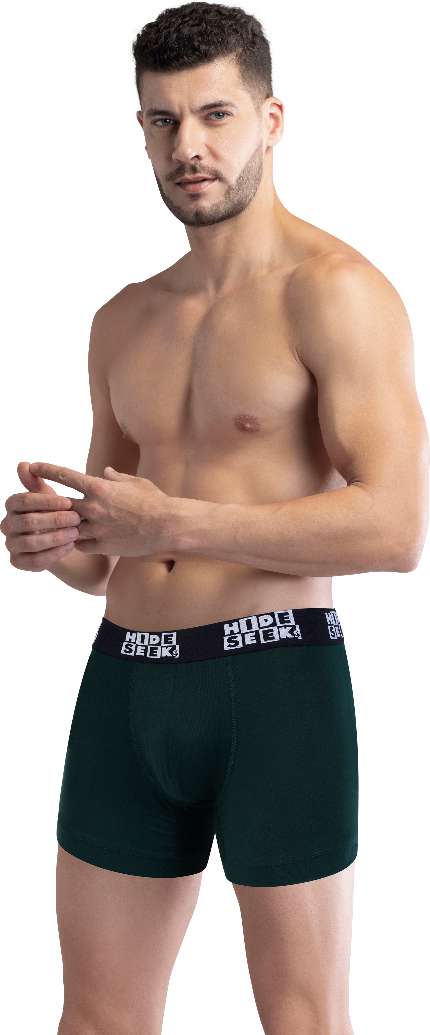 Hide & Seeks Men’s Bamboo Blend Boxer Brief – Deep Forest Green | Breathable, Soft & Sustainable