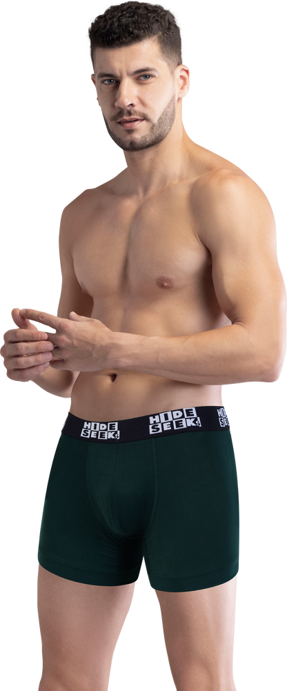 Hide & Seeks Men’s Bamboo Blend Boxer Brief – Deep Forest Green | Breathable, Soft & Sustainable