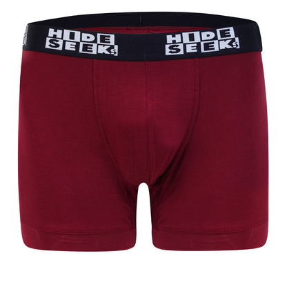 Hide & Seeks Men’s Bamboo Blend Boxer Brief – Bold Maroon Red | Breathable, Soft & Sustainable